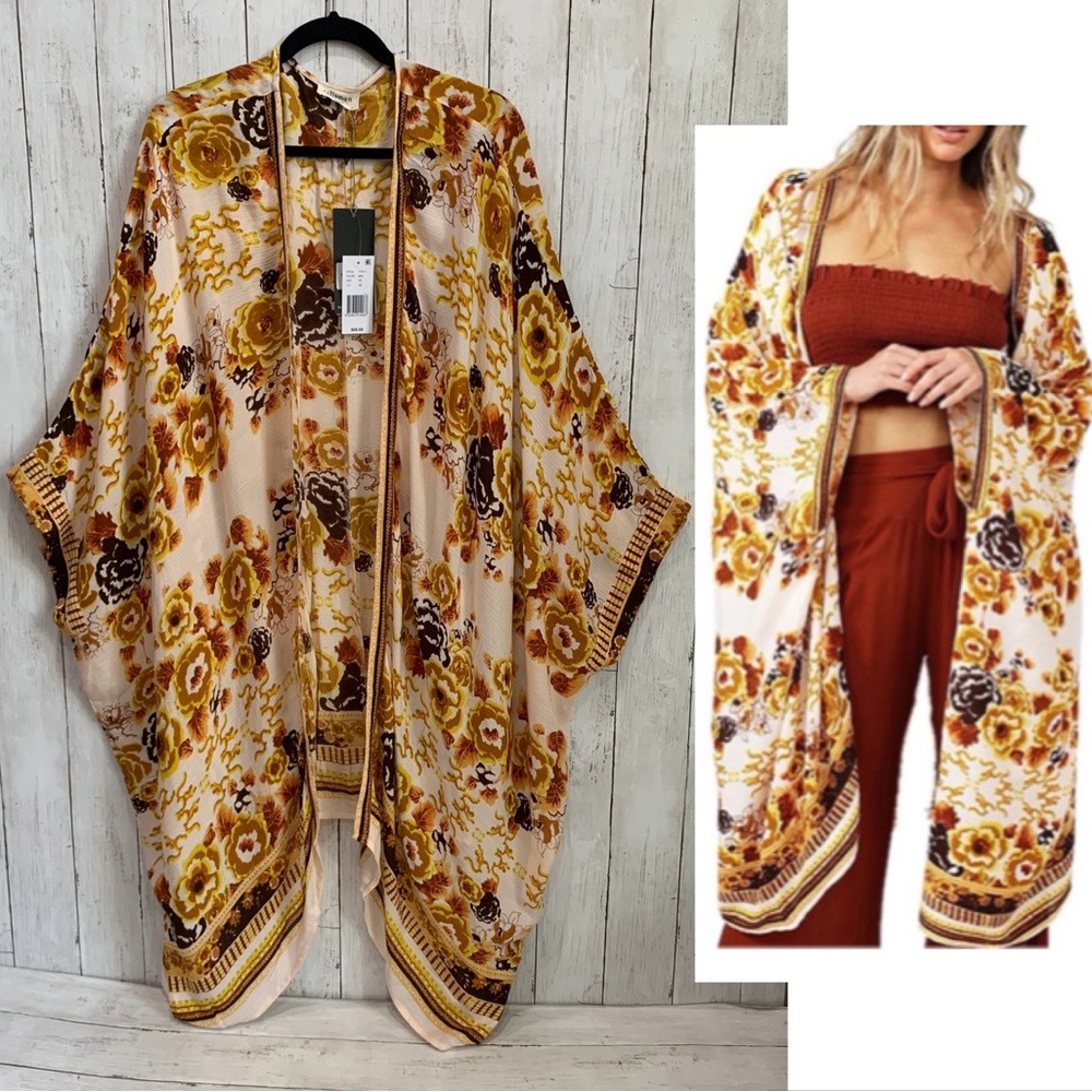 Talisman Woman’s Twilight Cape In Malicon Kimono One Size Floral Cover Up NWT